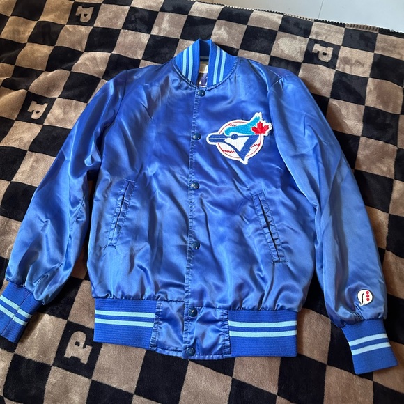 MLB Other - Men’s unisex MLB Toronto blue jays silky vintage blue letterman button up jacket